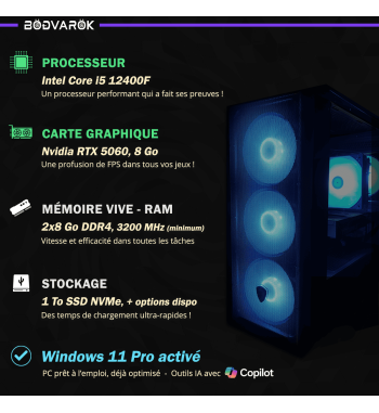 Achat : PC Gamer - Intel Arc B570, Intel i3 14100F, Win11 + Wifi