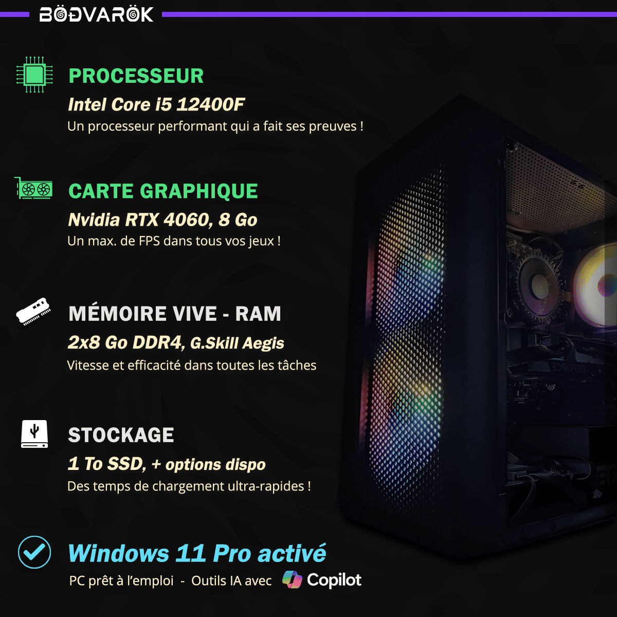 PC Gaming Bodvarok Holmgardr - Boitier Aerocool Hexform G V2 : Un PC compact et fiable !