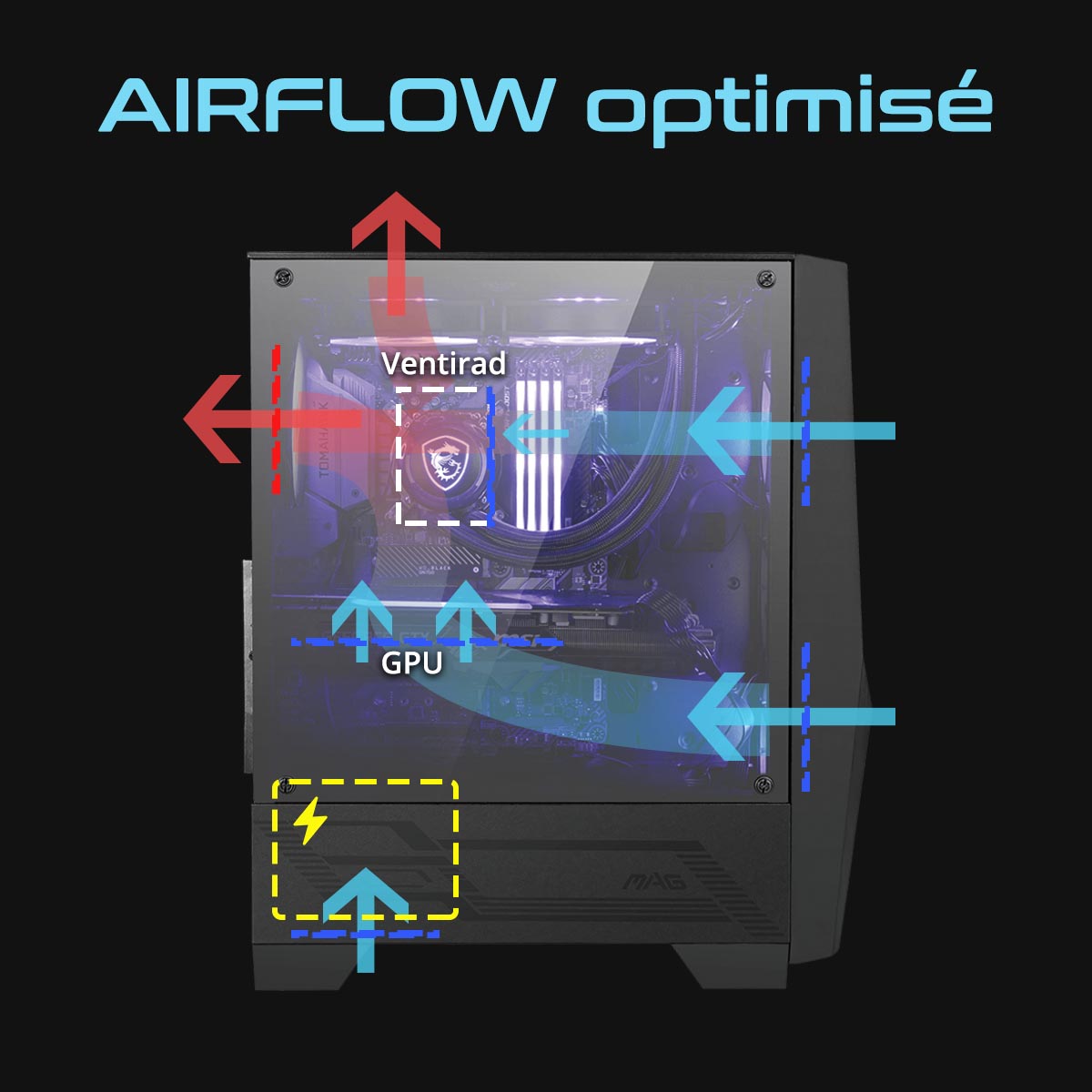 PC Gaming Bodvarok Blodox  - Un airflow optimisé pour un refroidissement efficace !